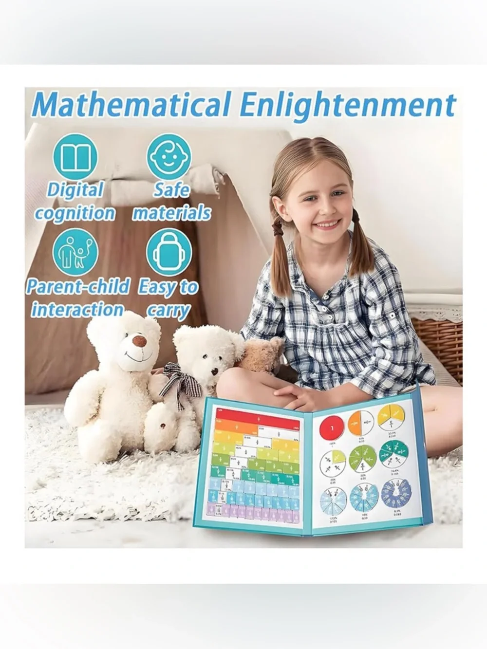 NEW Magnetic Fraction Demonstration Book Educational Puzzle Magnet Set *open*